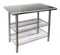 36x22 x 24x22 Stainless Steel Work Table with Wire Under Shelves A346