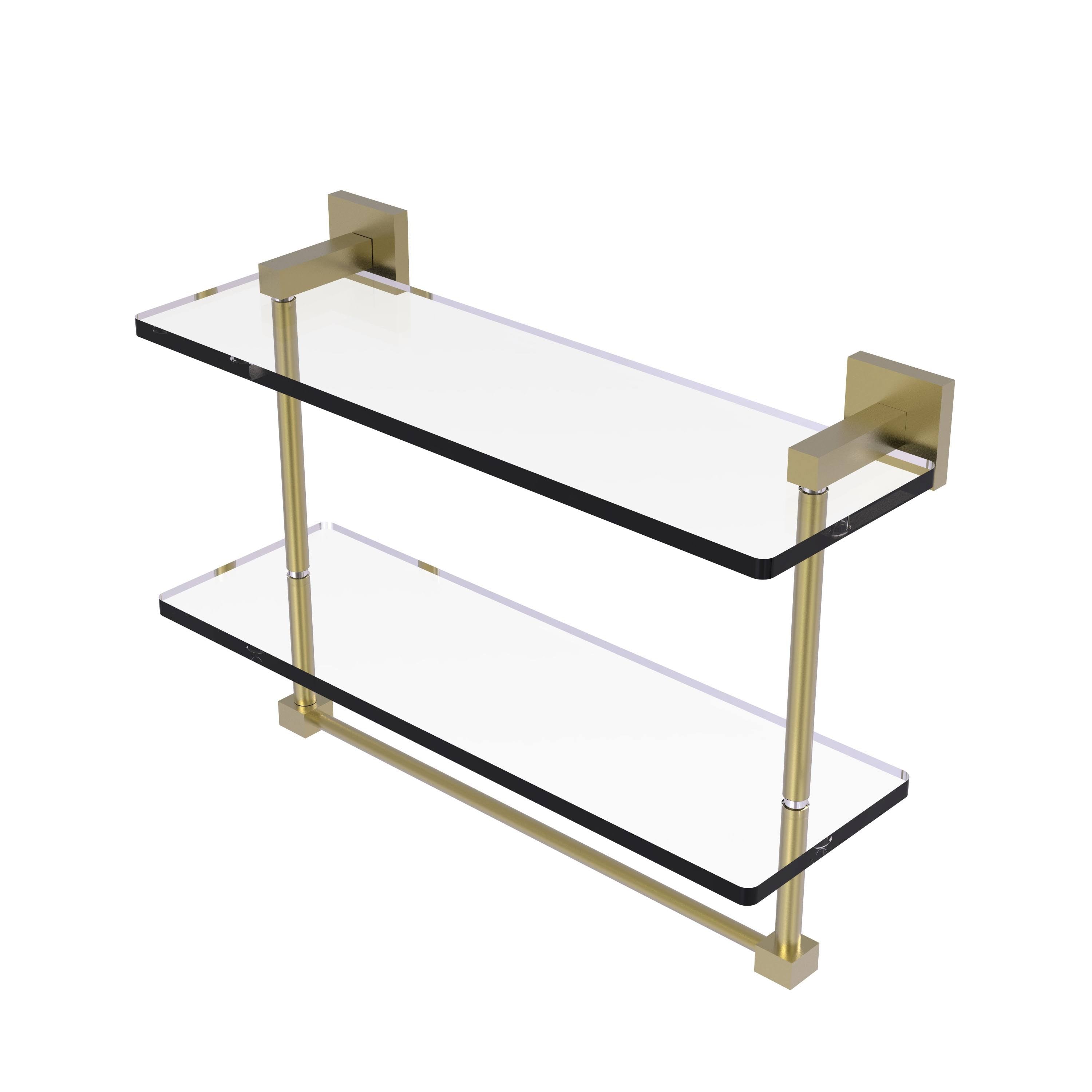 16 in. Two Tiered Glass Shelf with Integrated Towel Bar M315