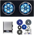 Dual 10 Inch 1000 Watt Car Audio Subwoofer Enclosure with RGB Lights Package with Amplifier & Cables X352
