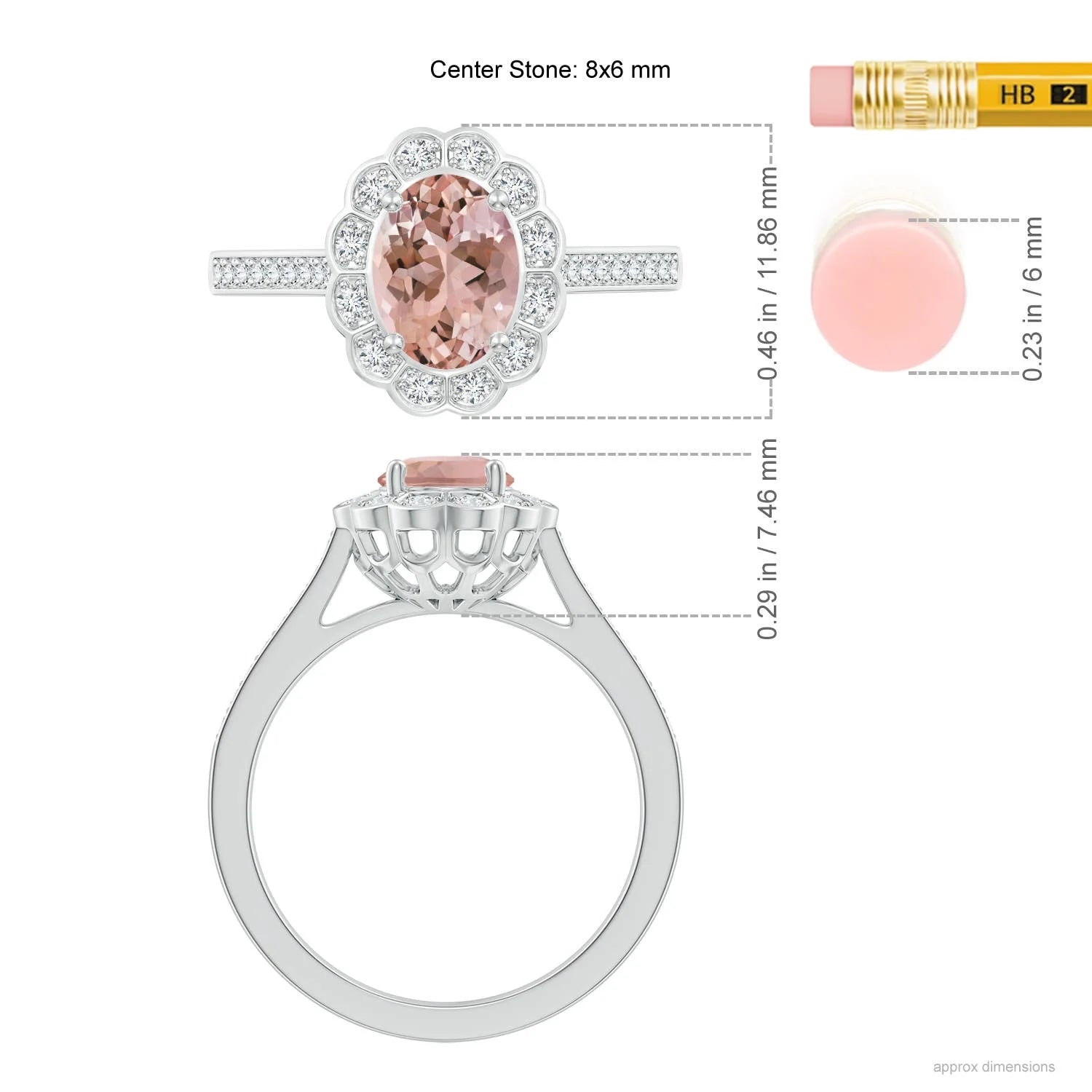 Natural Morganite Diamond Halo Ring in Platinum, Size 10.5 S73630