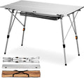 Folding Camping Table with Aluminum Legs Adjustable Height Roll Up Table with Mesh Layer U126