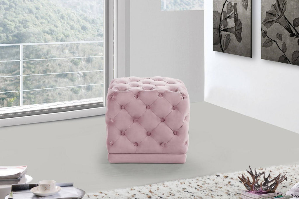 Pink Velvet Ottoman Stool L35722