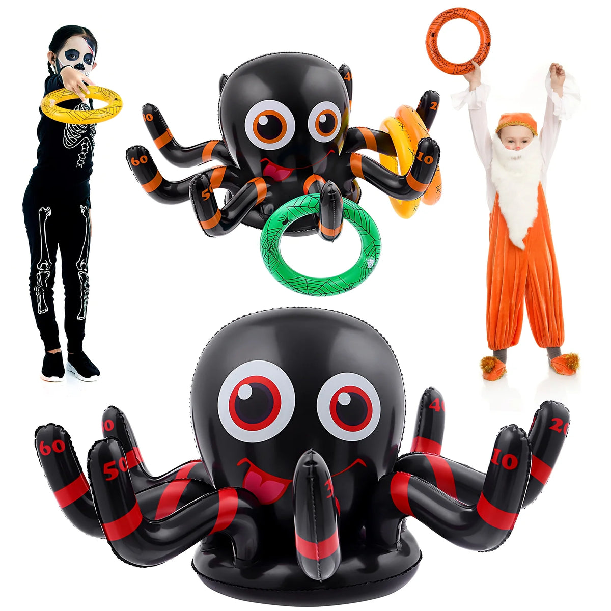 Inflatable Halloween Spider Ring Toss Game Party Supplies with Air Pump Y383495