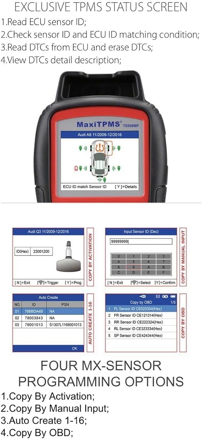 TS508WF WiFi TPMS Relearn Tool with OBD2 Code Reader N490