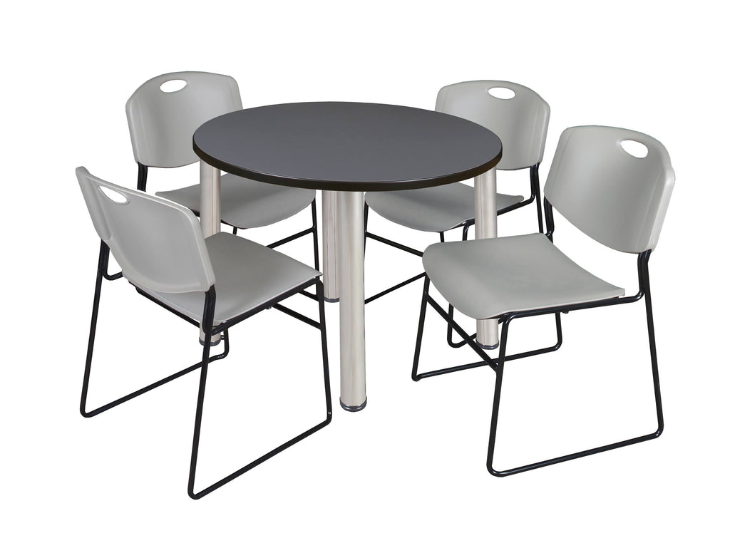 36x22 Round Breakroom Table with 4 Stack Chairs P87037