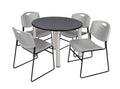 36x22 Round Breakroom Table with 4 Stack Chairs P87037