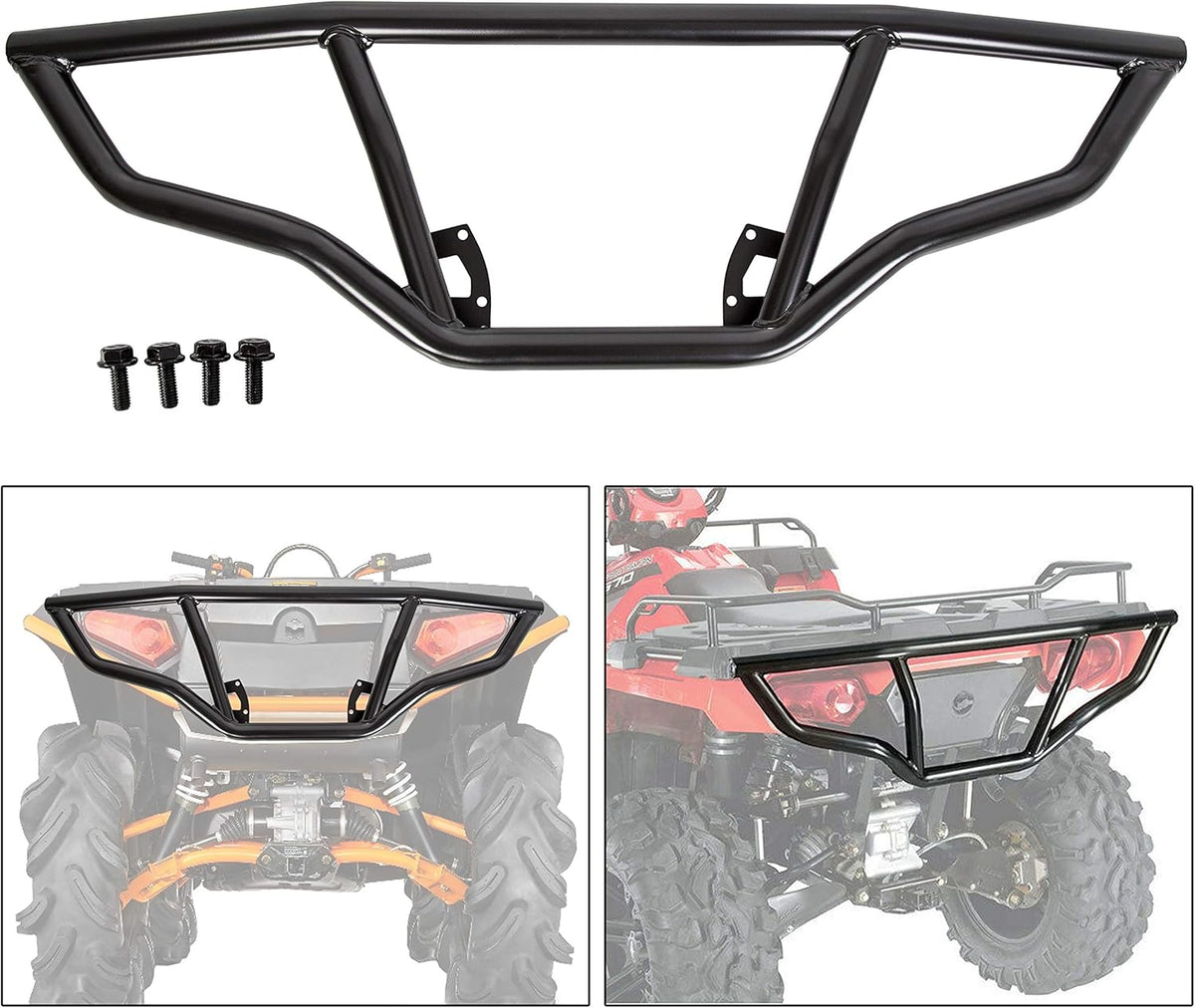 Black Steel Brush Guard Bumper Protector Pack of 2 L515
