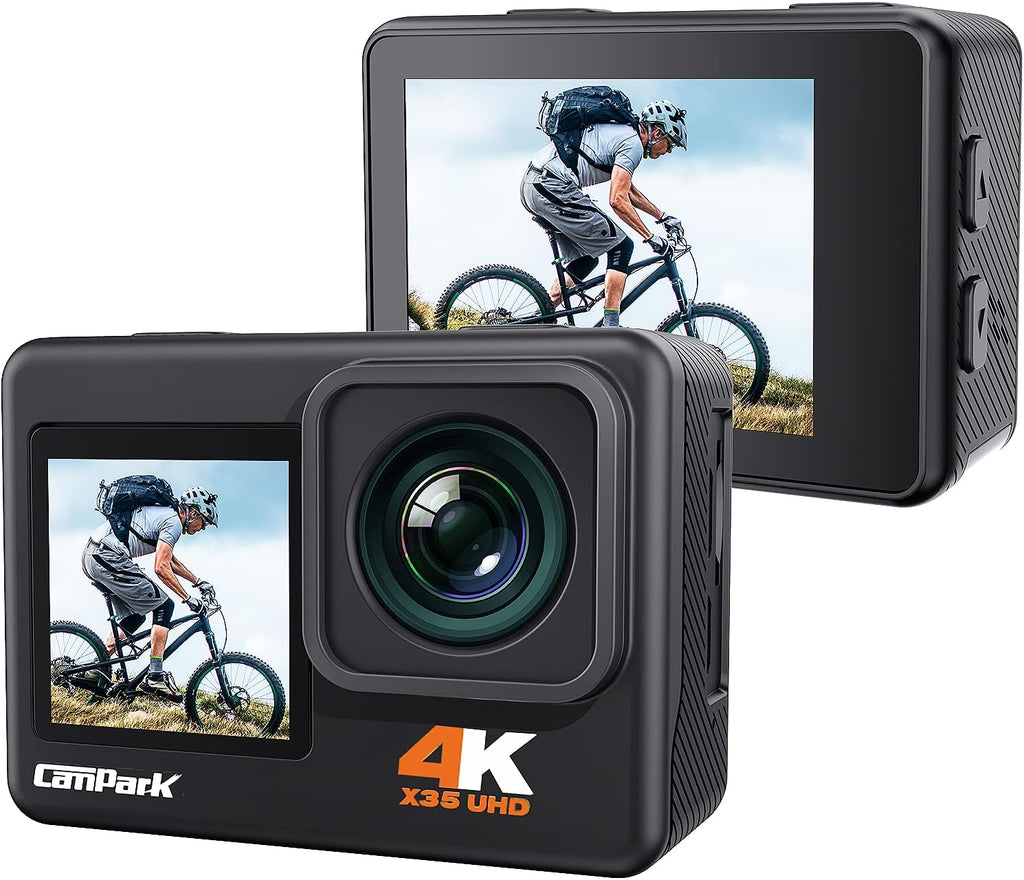 4K Waterproof Action Camera with Dual Screen and 2 Batteries B551
