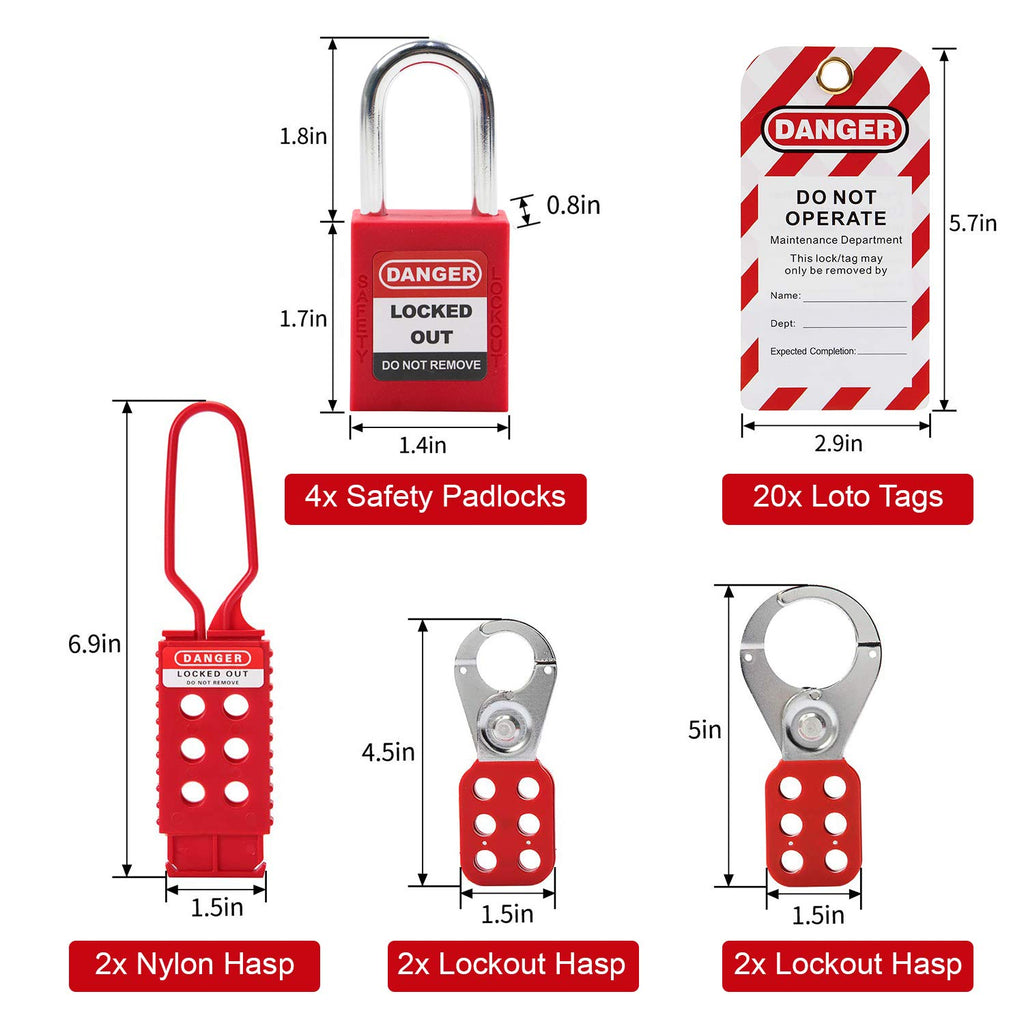 Lockout Tagout Kit with 47 Component Safety Padlocks U18905