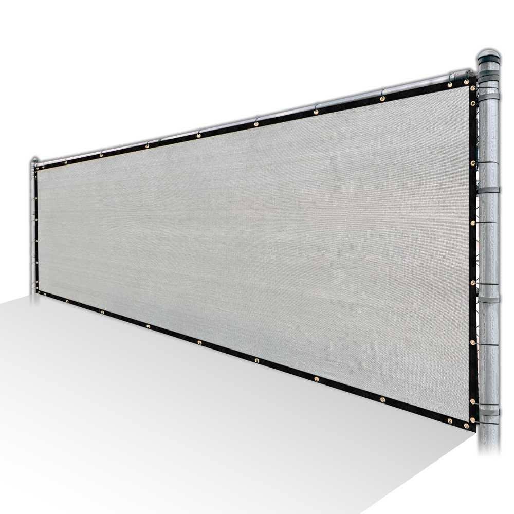 Grey Privacy Fence Screen HDPE Mesh Windscreen with Reinforced Grommets E905