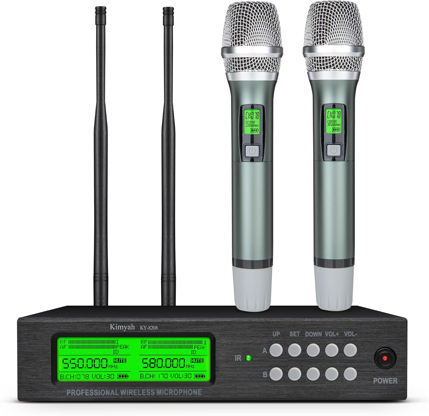 Wireless Lavalier and Headset Microphone System, Dual UHF Cordless Bodypack Mics, 328ft Range B441