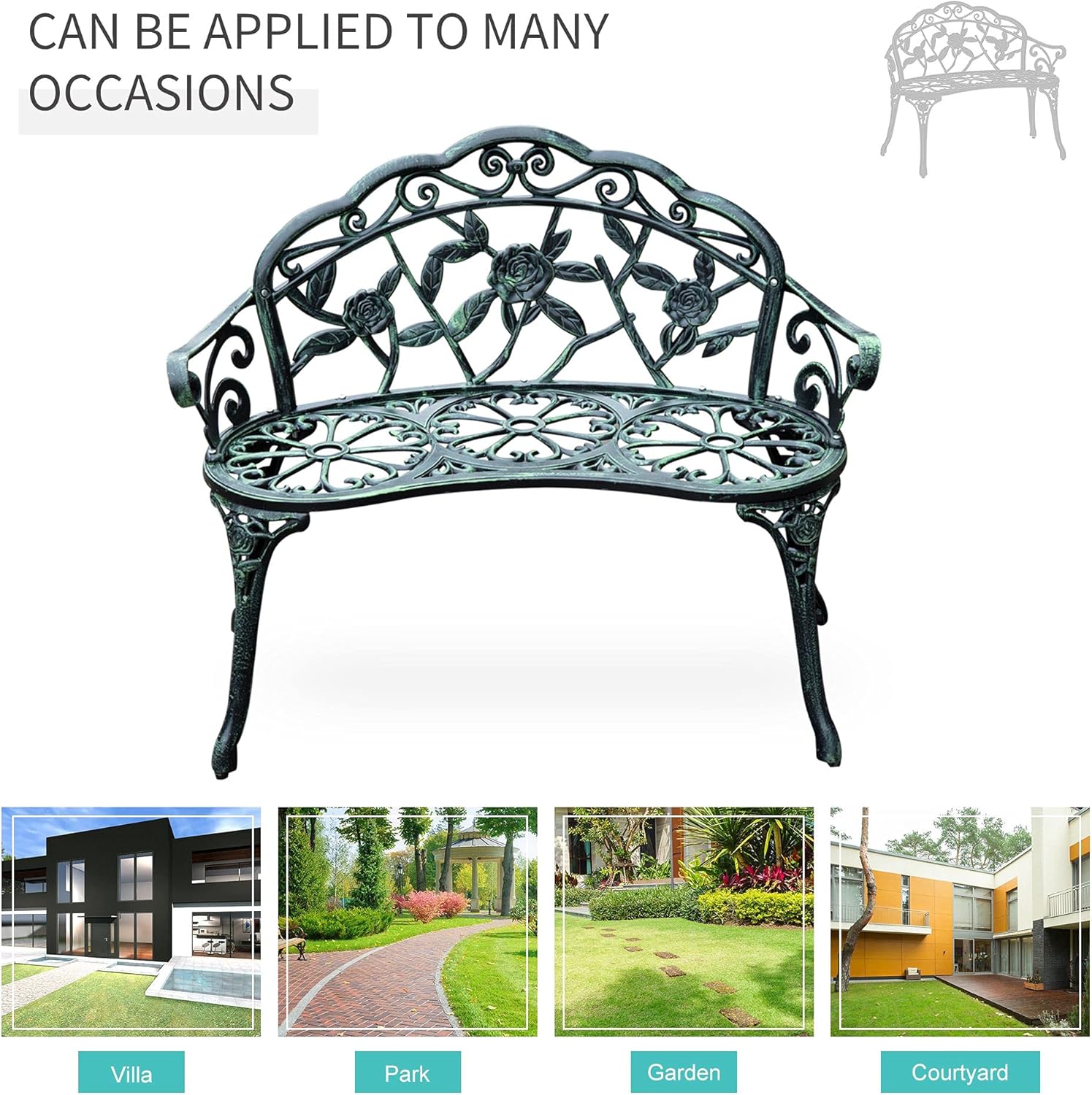 Cast Iron Outdoor Patio Garden Bench G520904