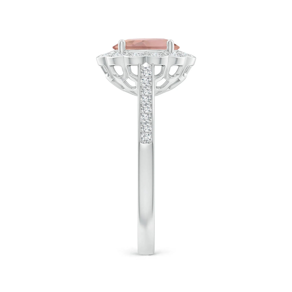 Natural Morganite Diamond Halo Ring in Platinum, Size 10.5 S73630