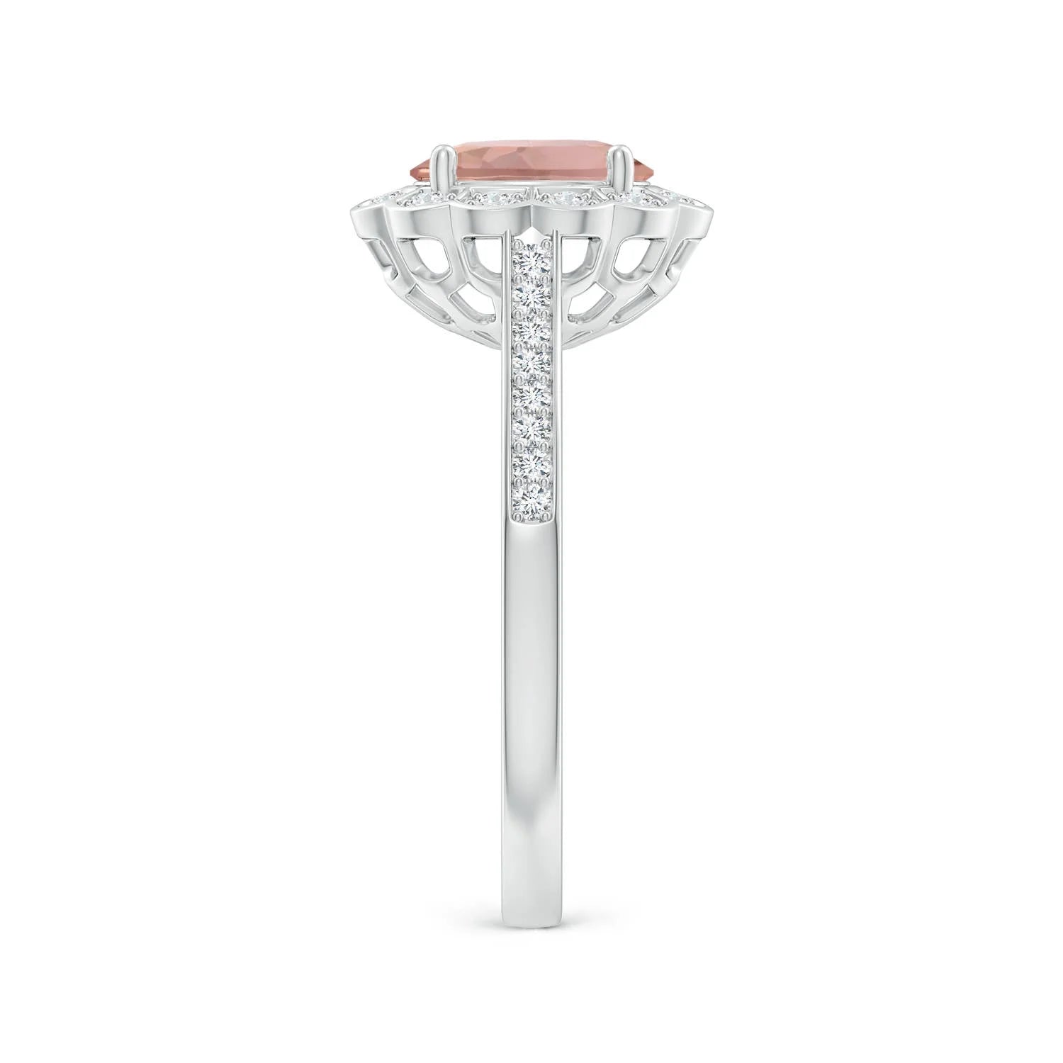 Natural Morganite Diamond Halo Ring in Platinum, Size 10.5 S73630