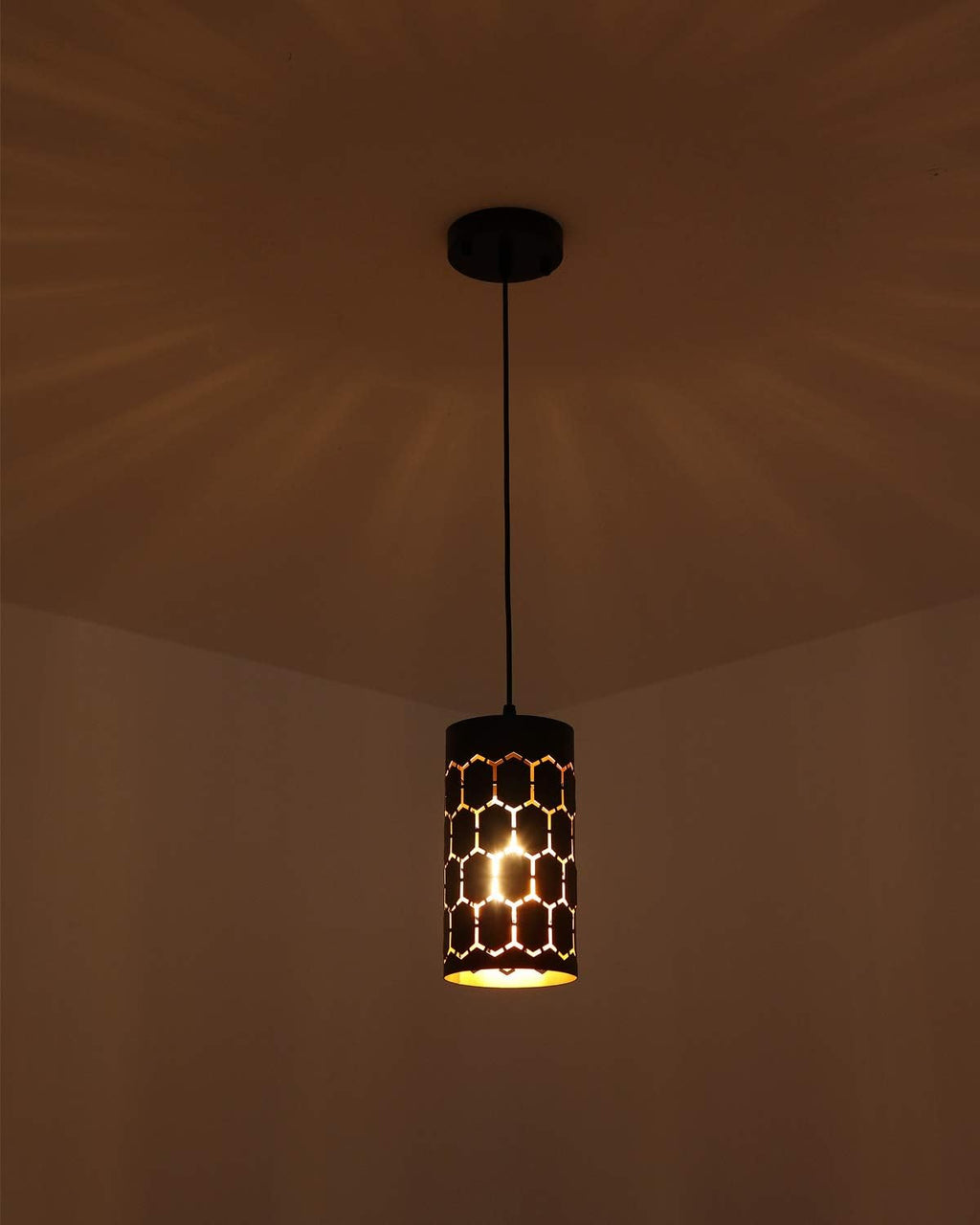 Gold Black Finish Metal Cage Mini Pendant Light F27702