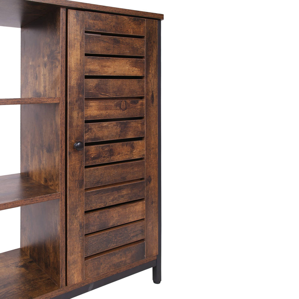 Rustic Brown Wooden Storage Cabinet with Shutter Door and 3 Compartments O1238