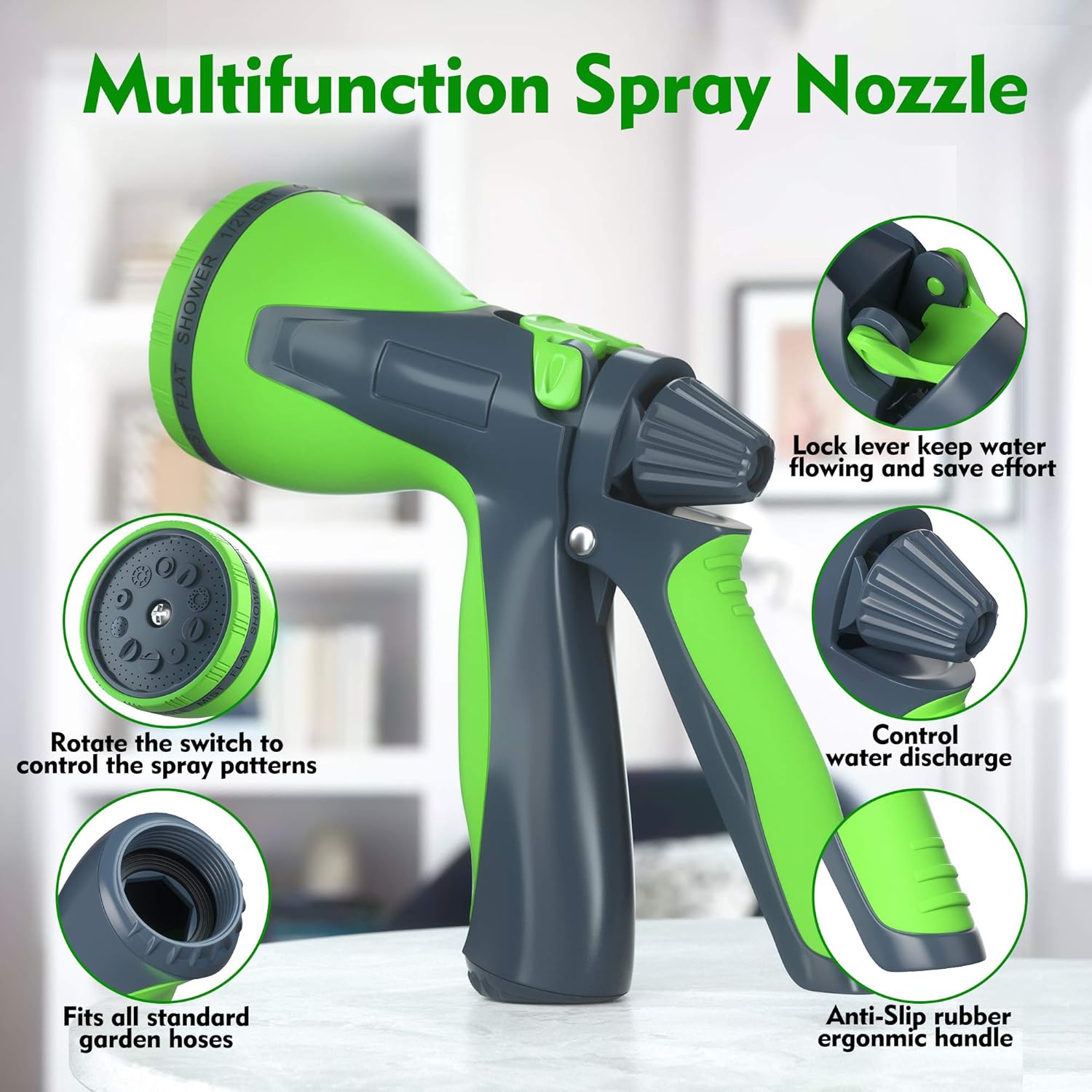 100ft Expandable Garden Hose with 10 Function Nozzle and Solid Brass Fittings B2850