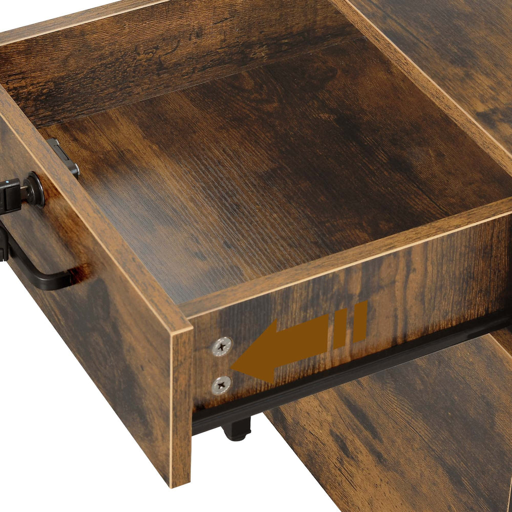 L Shaped Desk with Power Outlets and LED Lights G42064