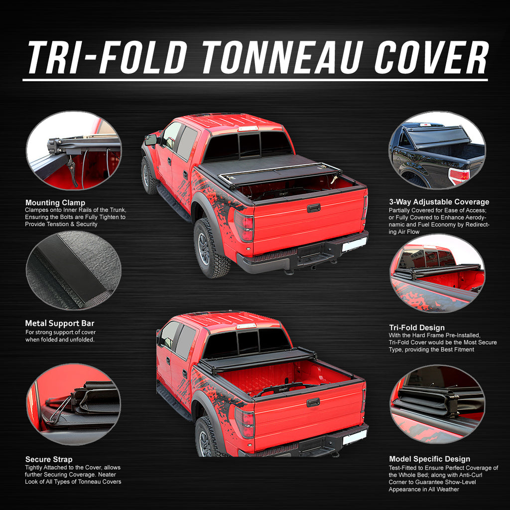 Adjustable Tri-Fold Soft Top Tonneau Cover N9848