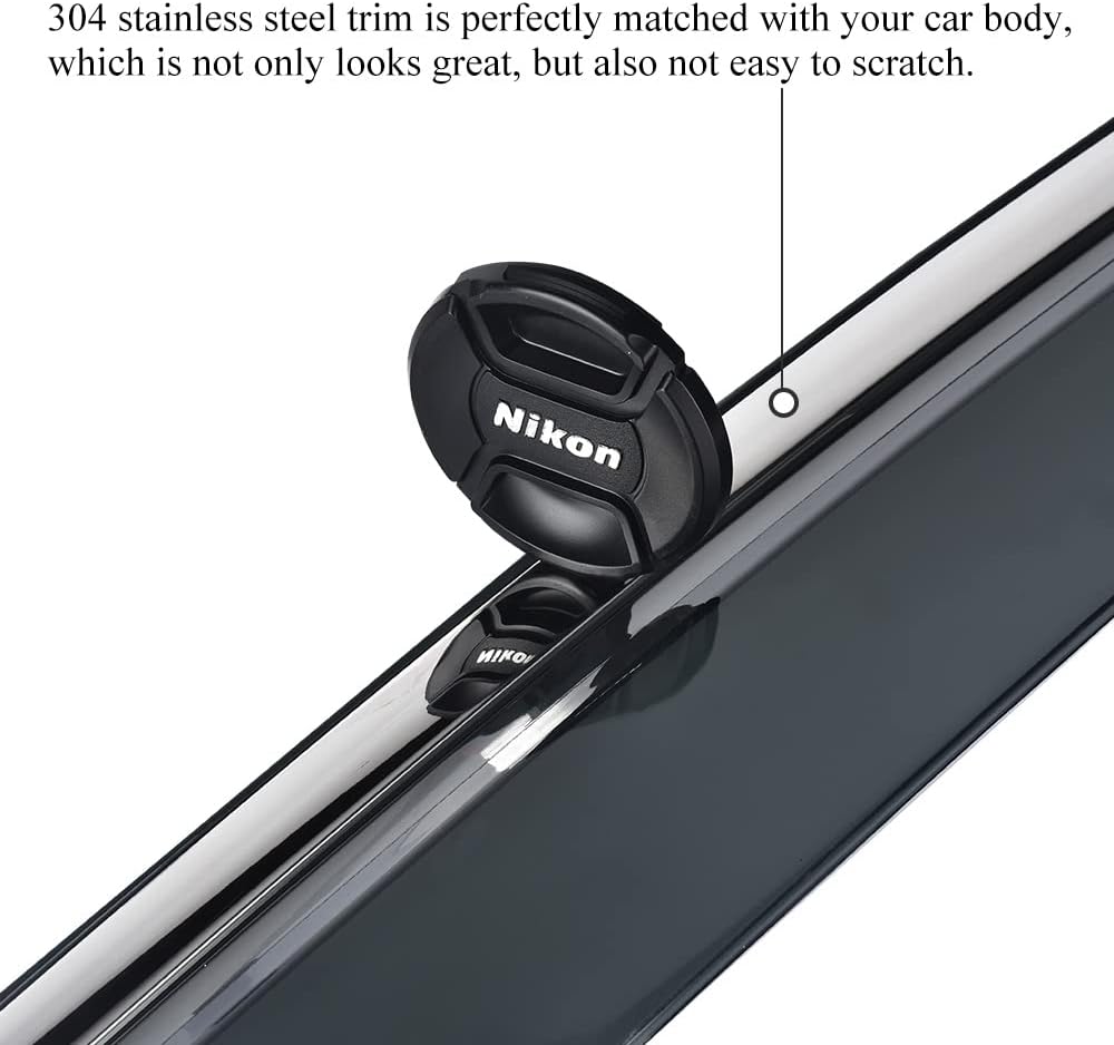 Tape on Rain Guard Vent Visor Window Wind Deflector with 304 Stainless Steel Trim K571441