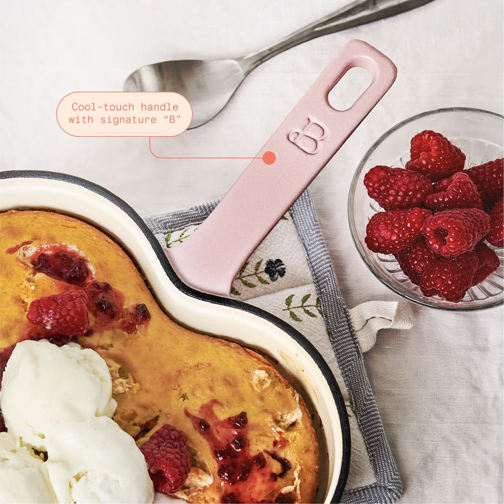 Pink Champagne Enameled Cast Iron Heart Skillet I94879