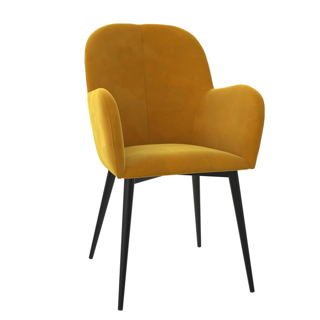 Mustard Yellow Velvet Accent Chair with Metal Legs N662
