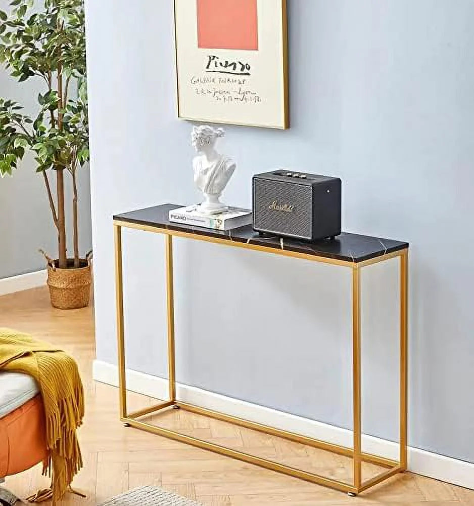 Faux Marble MDF Console Table with Metal Tube Frame G282872