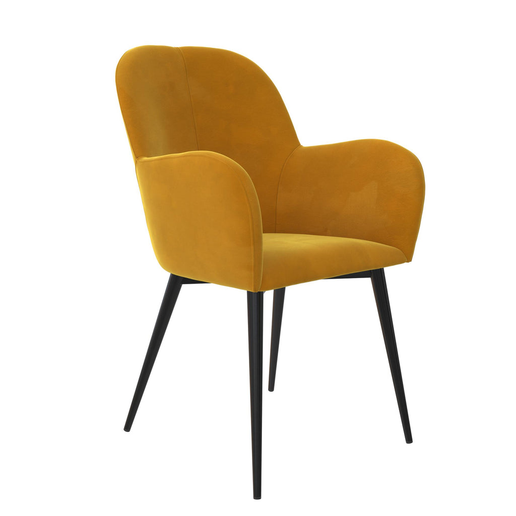 Mustard Yellow Velvet Accent Chair with Metal Legs N662