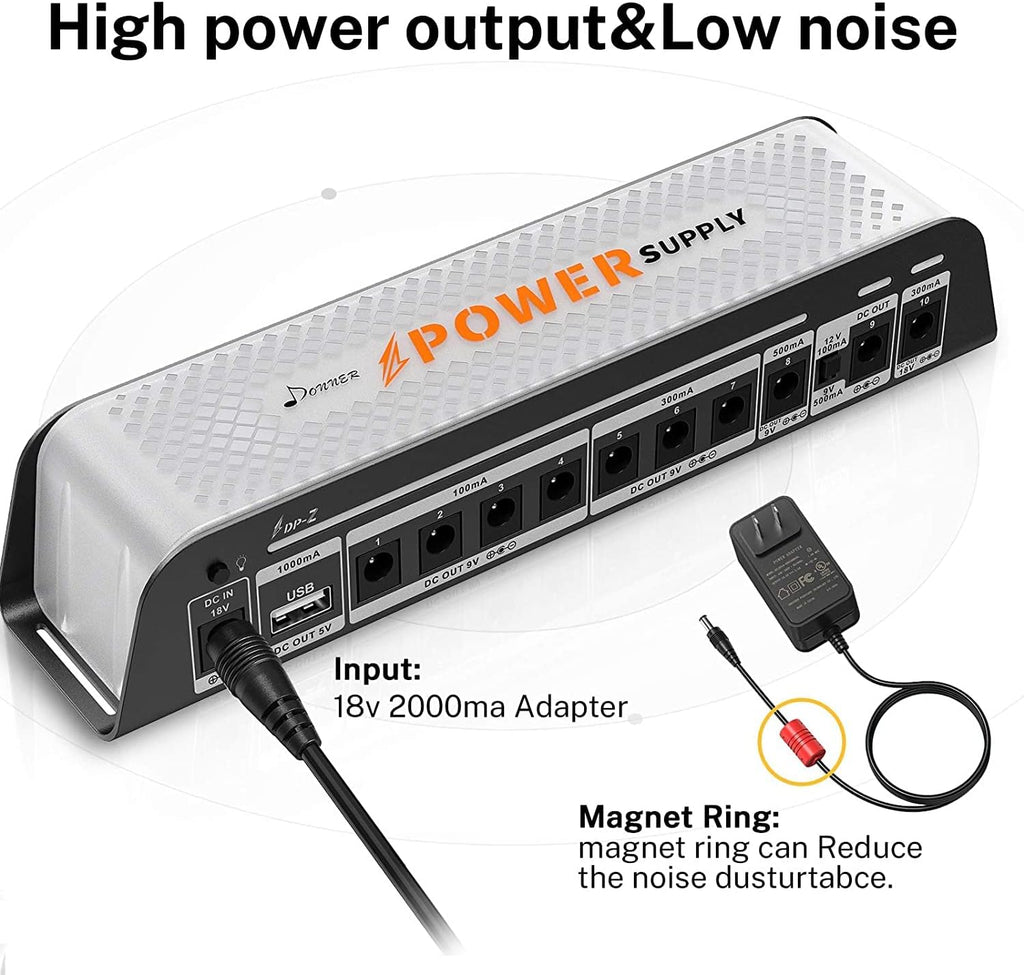 9V Guitar Pedal Power Supply 11 Isolated DC Output with USB Port, Pack of 2 K793
