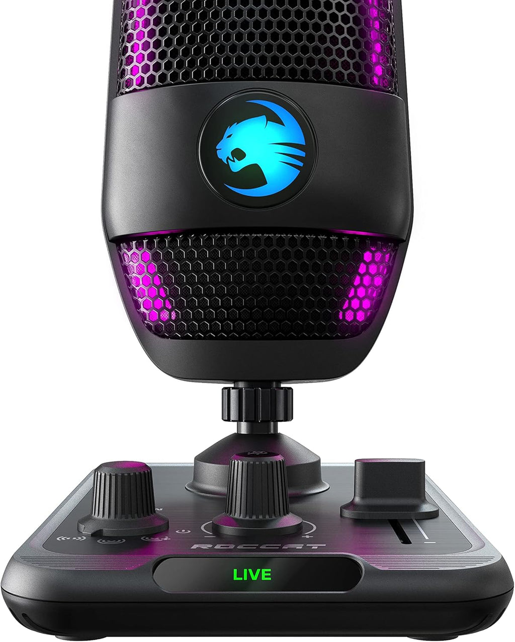 Black USB Microphone with RGB AIMO Lighting V20630