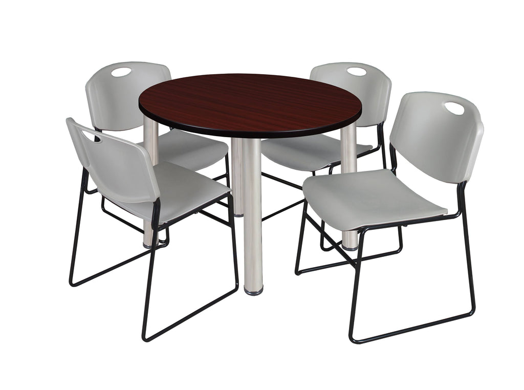 36x22 Round Breakroom Table with 4 Stack Chairs P87037