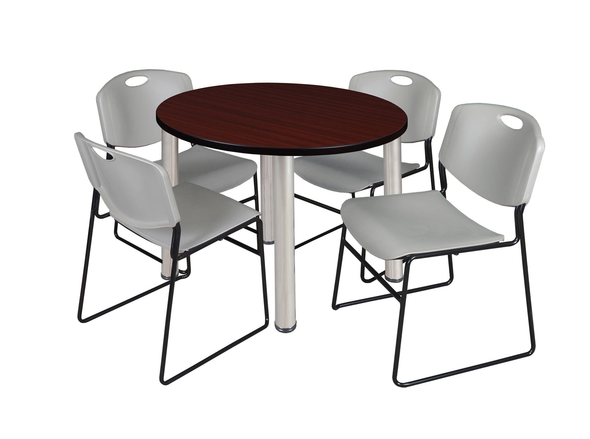 36x22 Round Breakroom Table with 4 Stack Chairs P87037