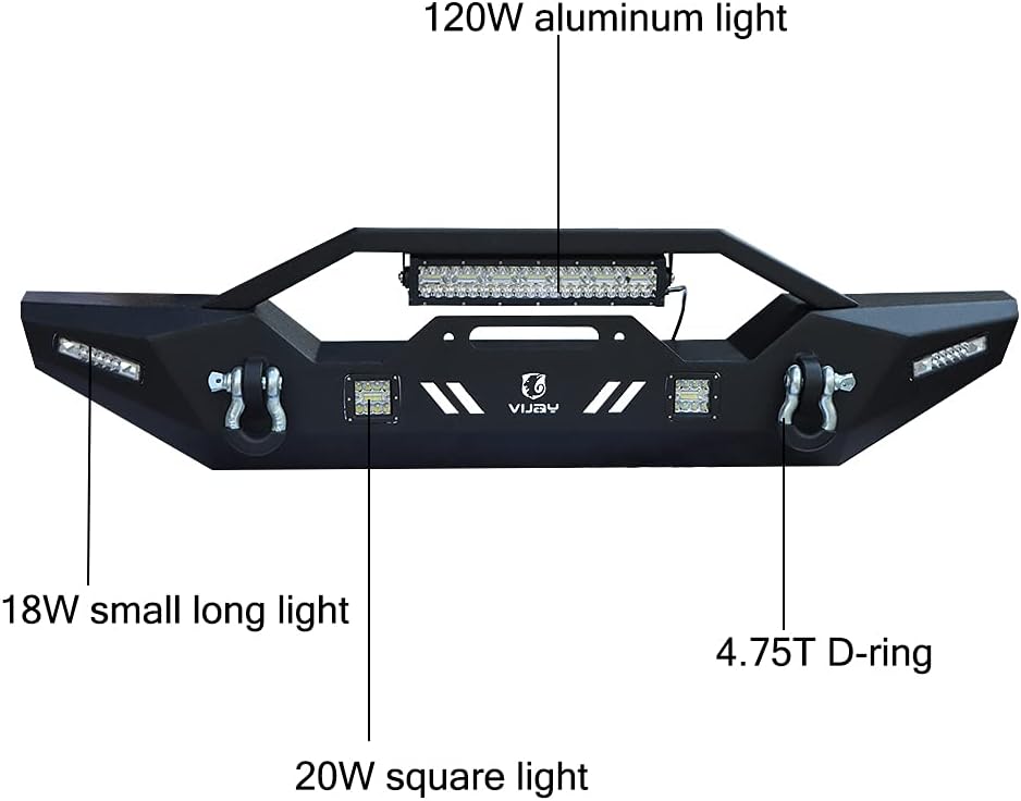Front and Rear Bumper with LED Lights and Tire Carrier and Winch Plate U86928