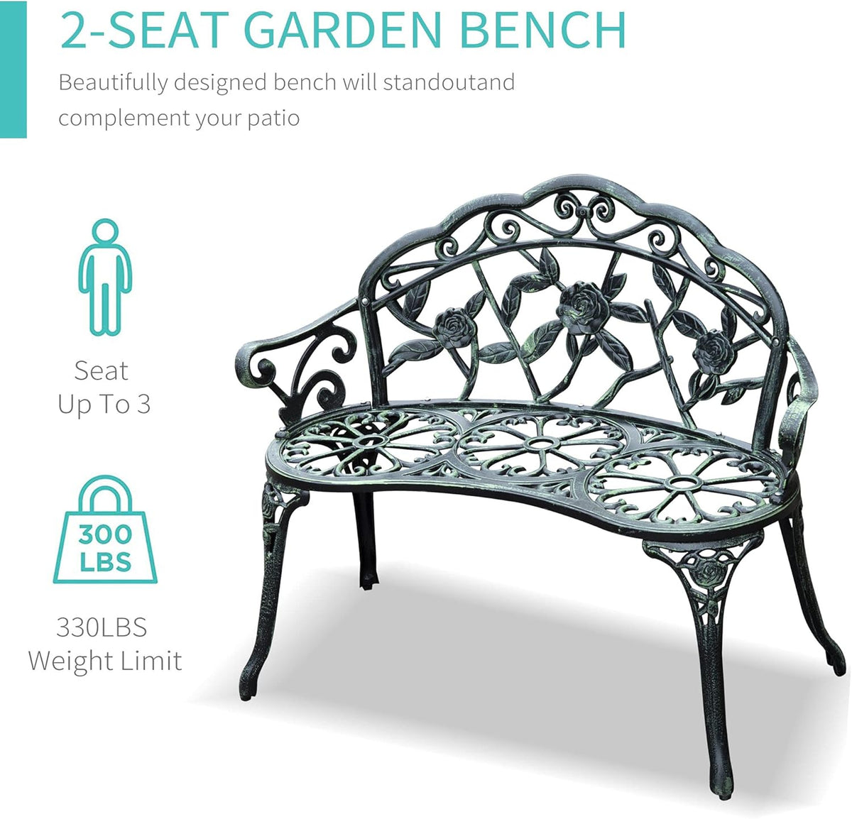 Cast Iron Outdoor Patio Garden Bench G520904