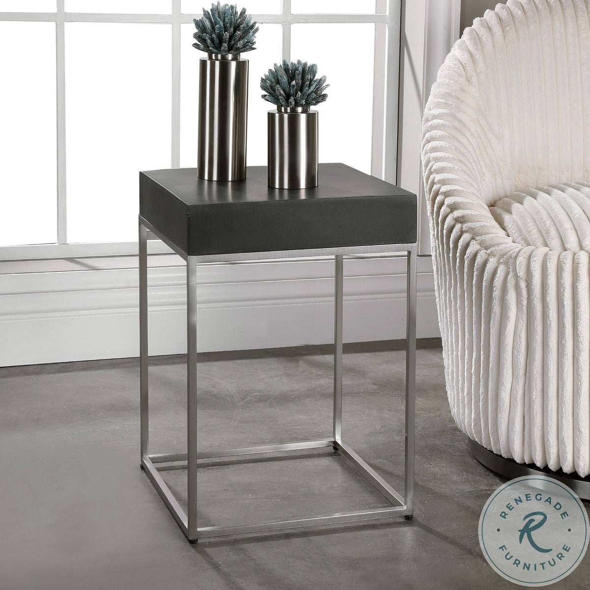 Black Concrete Accent Table H667