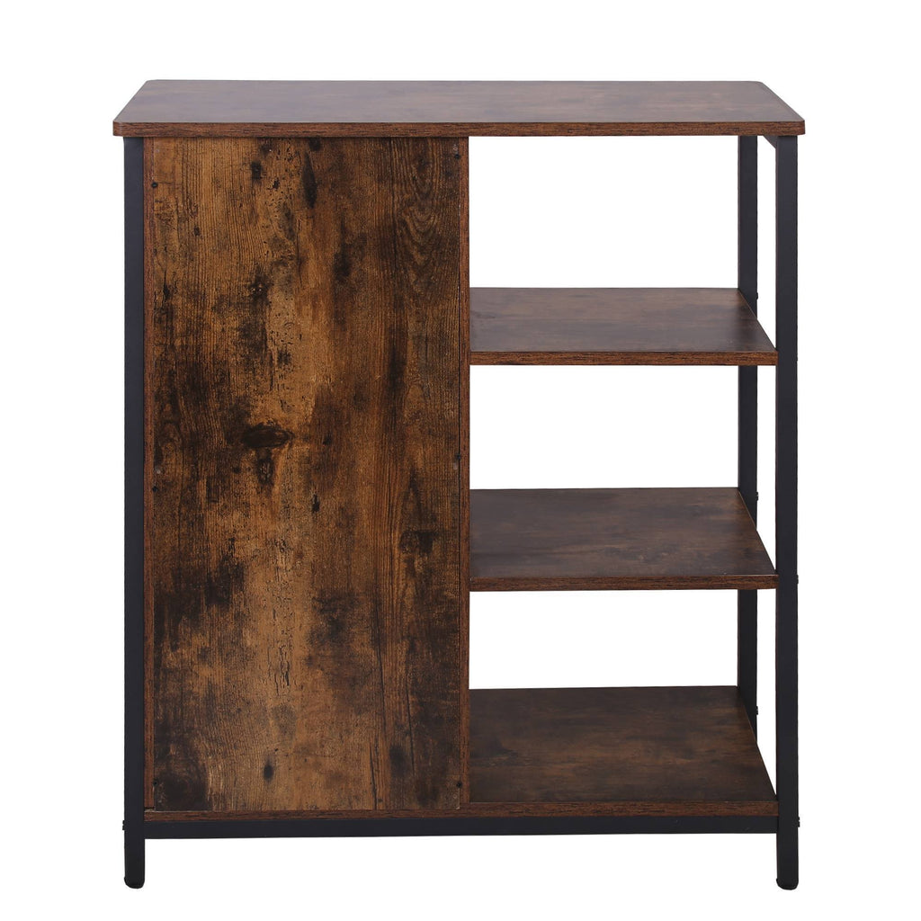 Rustic Brown Wooden Storage Cabinet with Shutter Door and 3 Compartments O1238