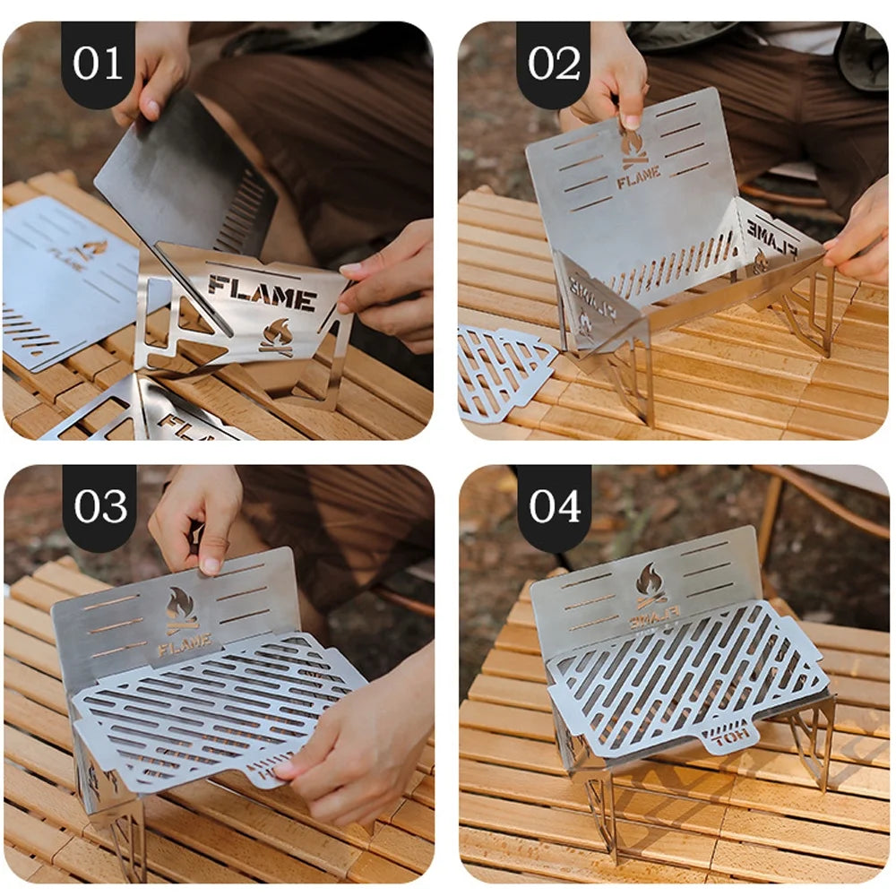 Camping Detachable Portable Stainless Steel Stove Y4157