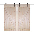 Unfinished Paneled Wood Barn Door with Installation Hardware Kit V9988
