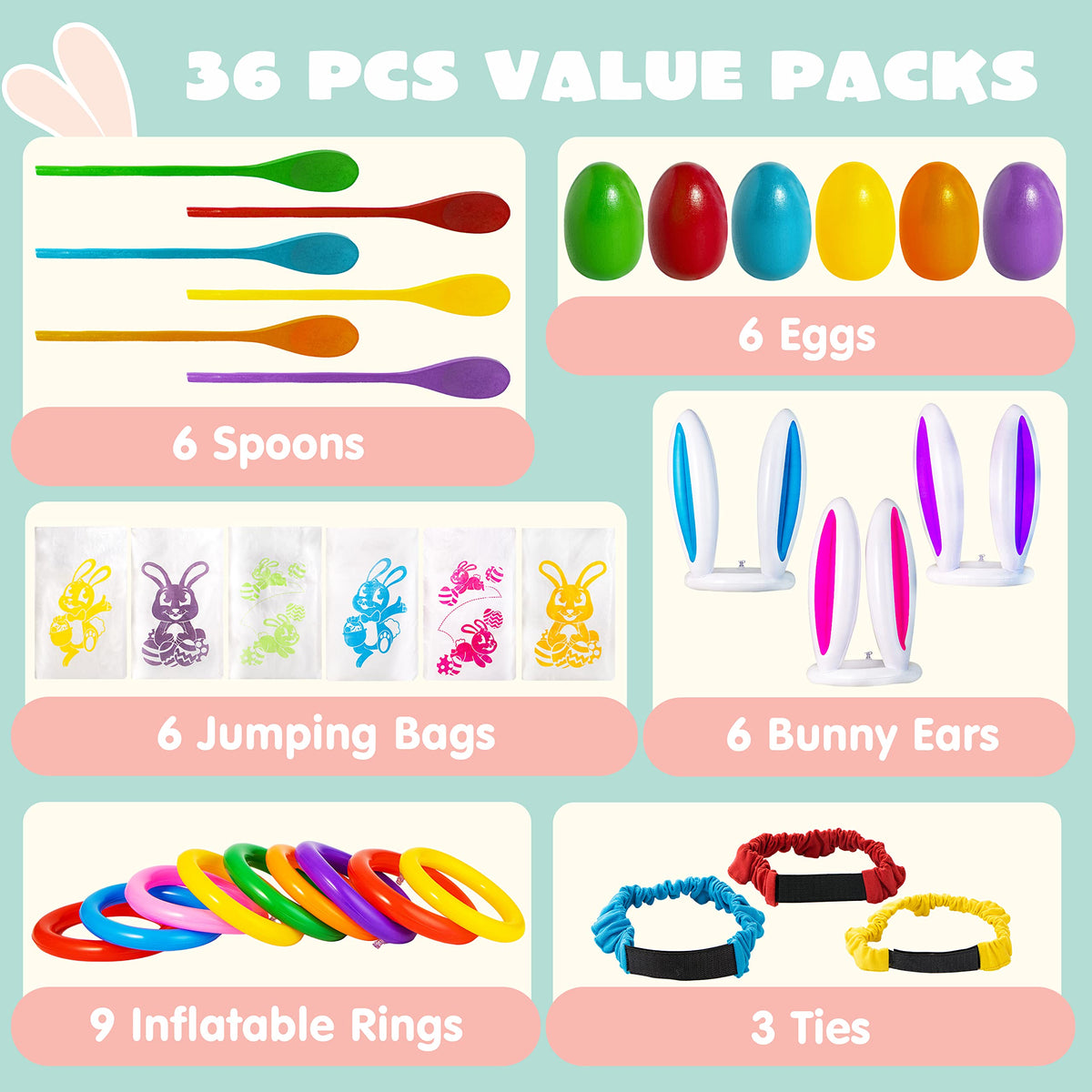 36Pcs 6 Player Easter Potato Sack Race Bags for Kids R187541