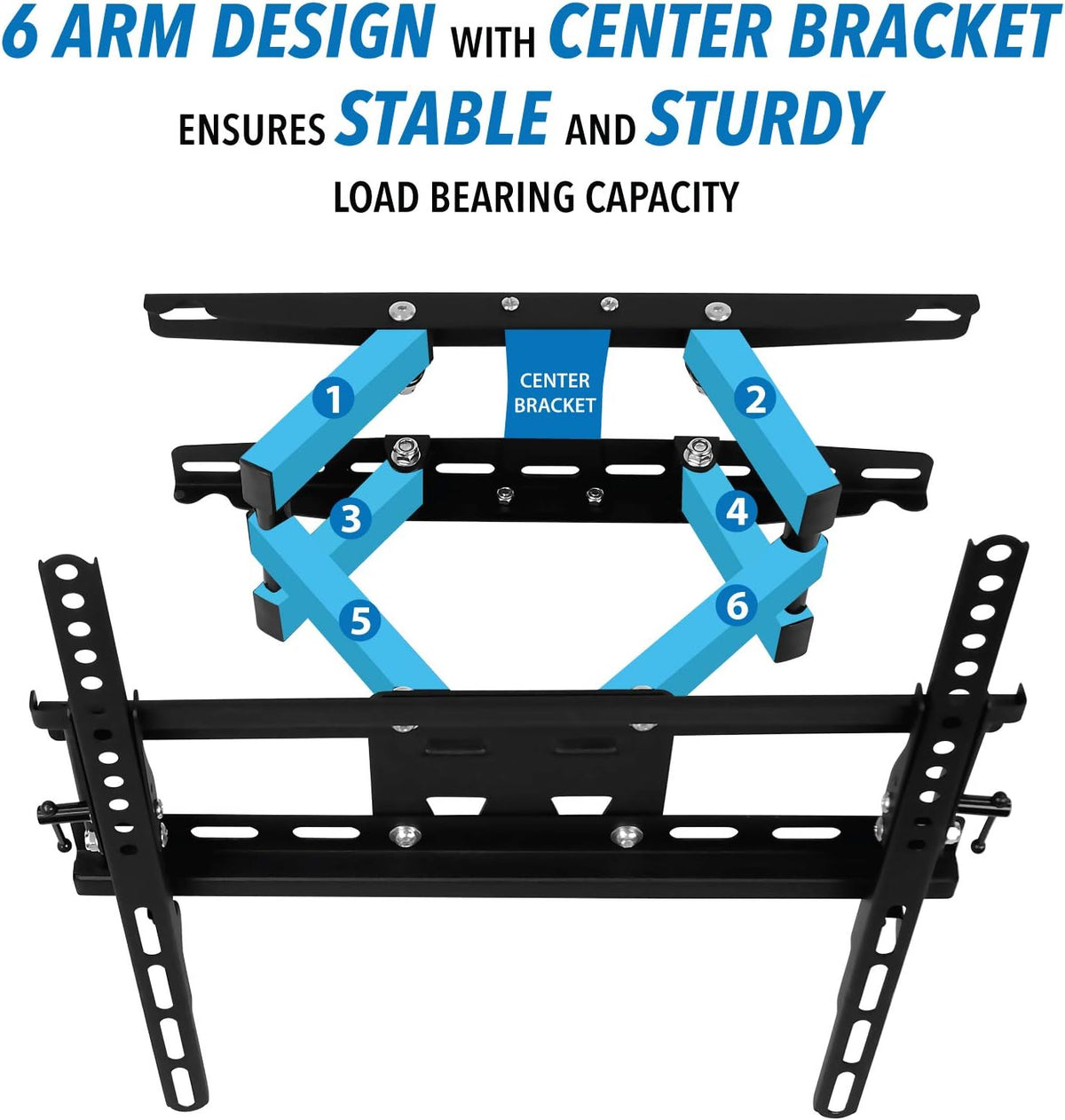 Articulating TV Wall Mount Corner Bracket, VESA 400 x 400, Dual Arm Full Motion, 115 Lbs Capacity, Black, Pack of 2 L66283