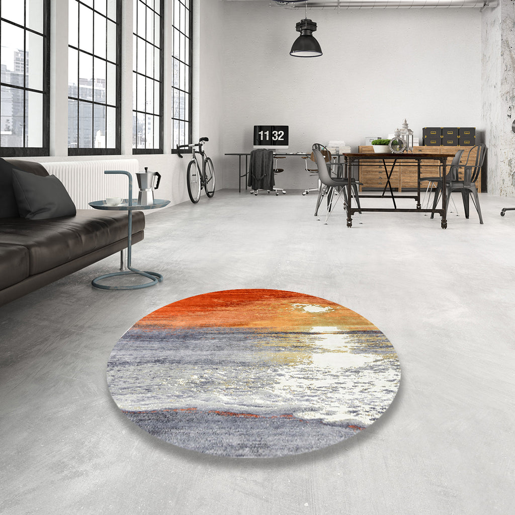 Silver Pink Rectangle Area Rug D60400