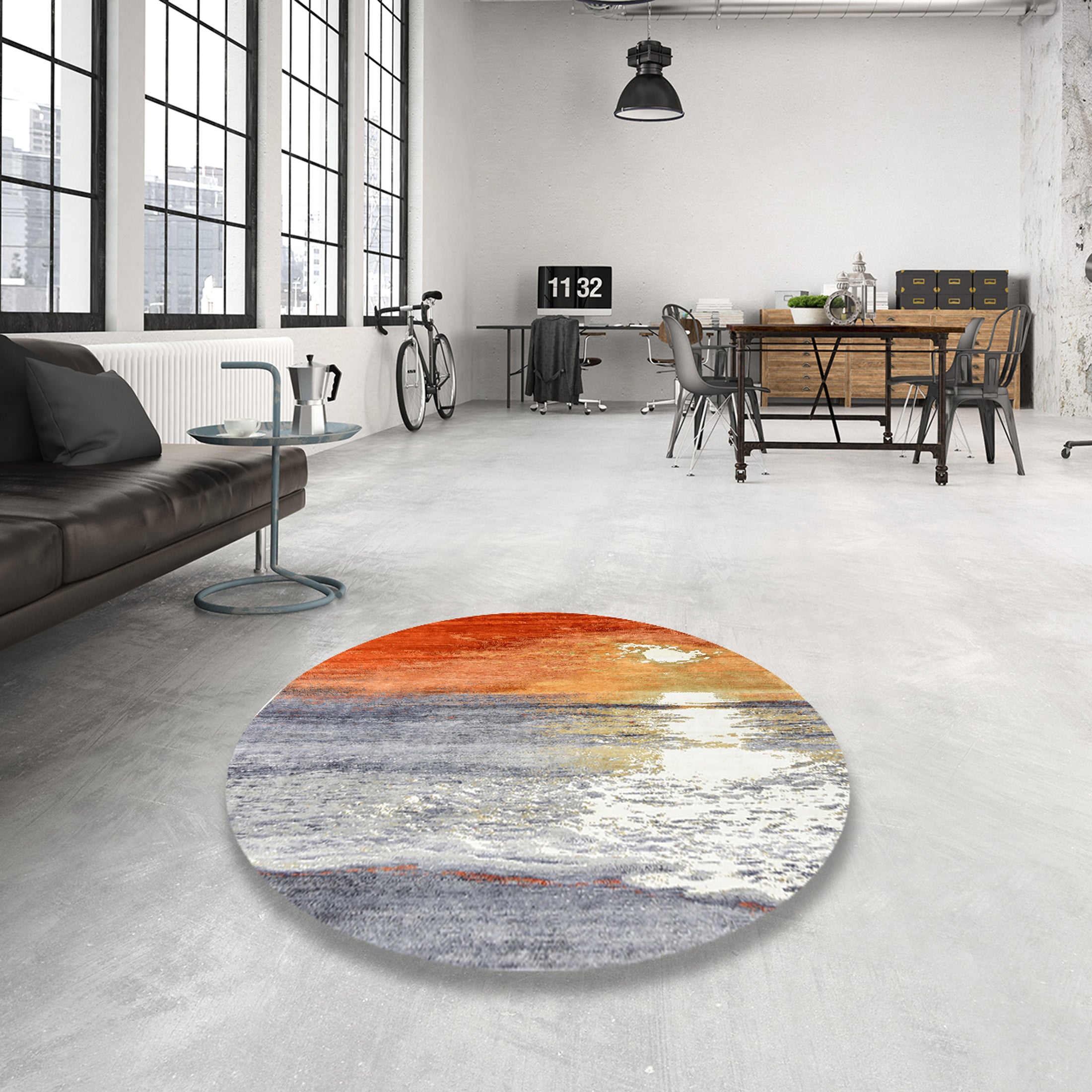 Silver Pink Rectangle Area Rug D60400