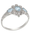 14k White Gold Aquamarine & Diamond Womens Ring O333935
