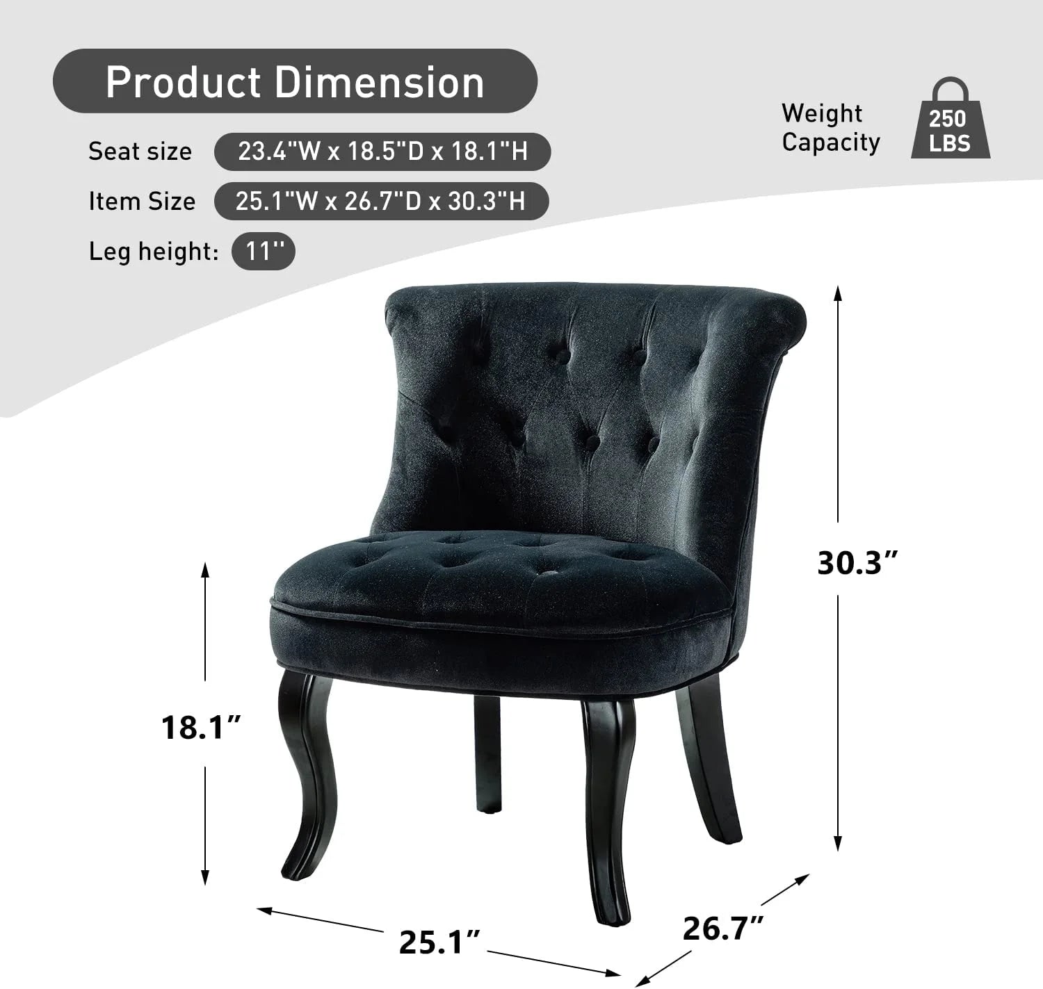 Black Velvet Button Accent Chair P4756