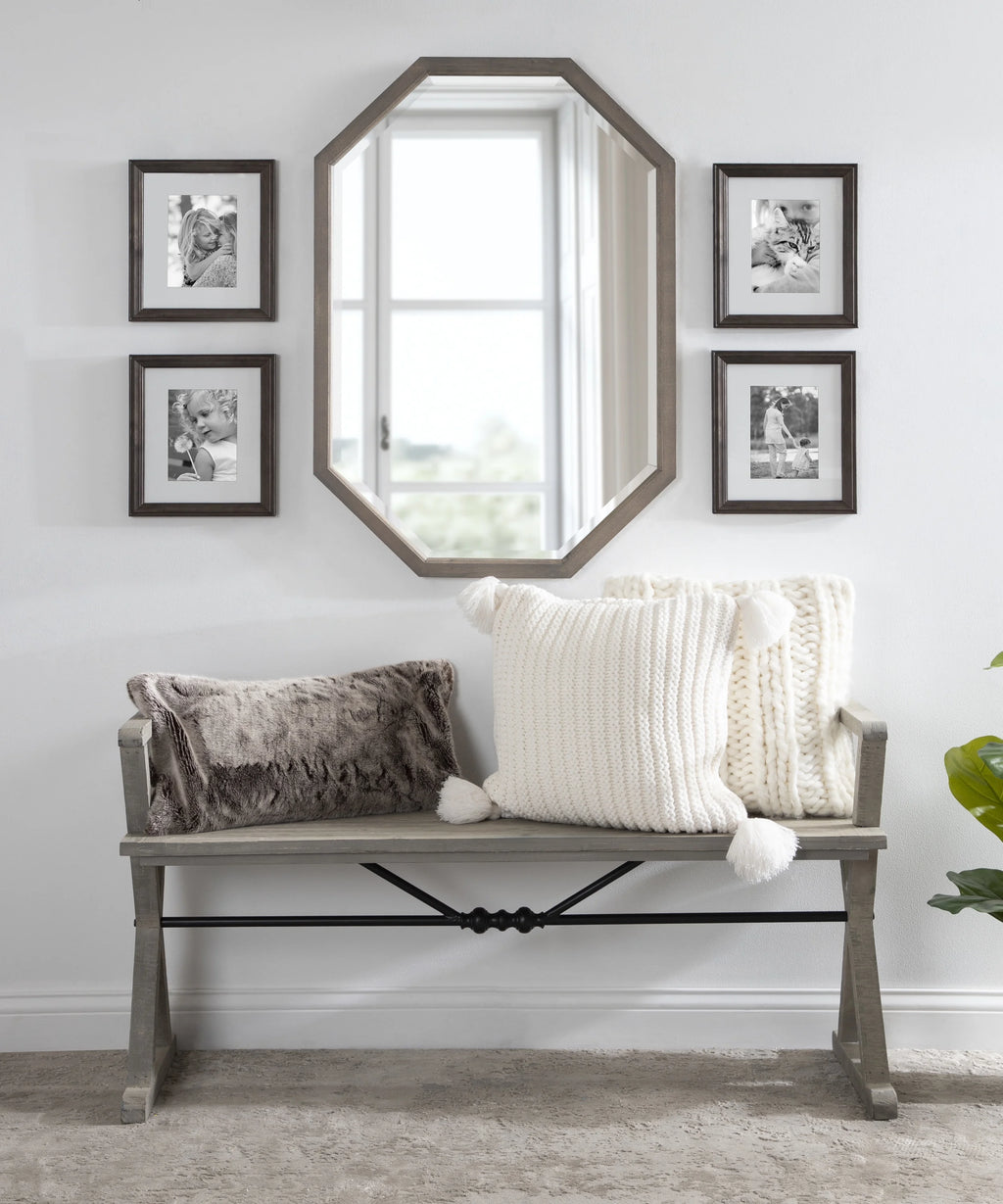 Octagon Wall Mirror, Gray 24x36 H67803