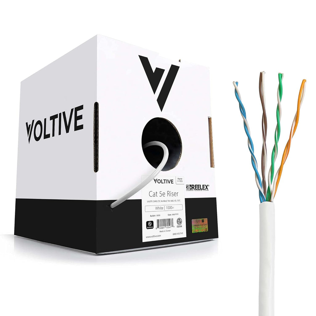 1000ft White Solid Bare Copper Bulk Ethernet Cable V9028
