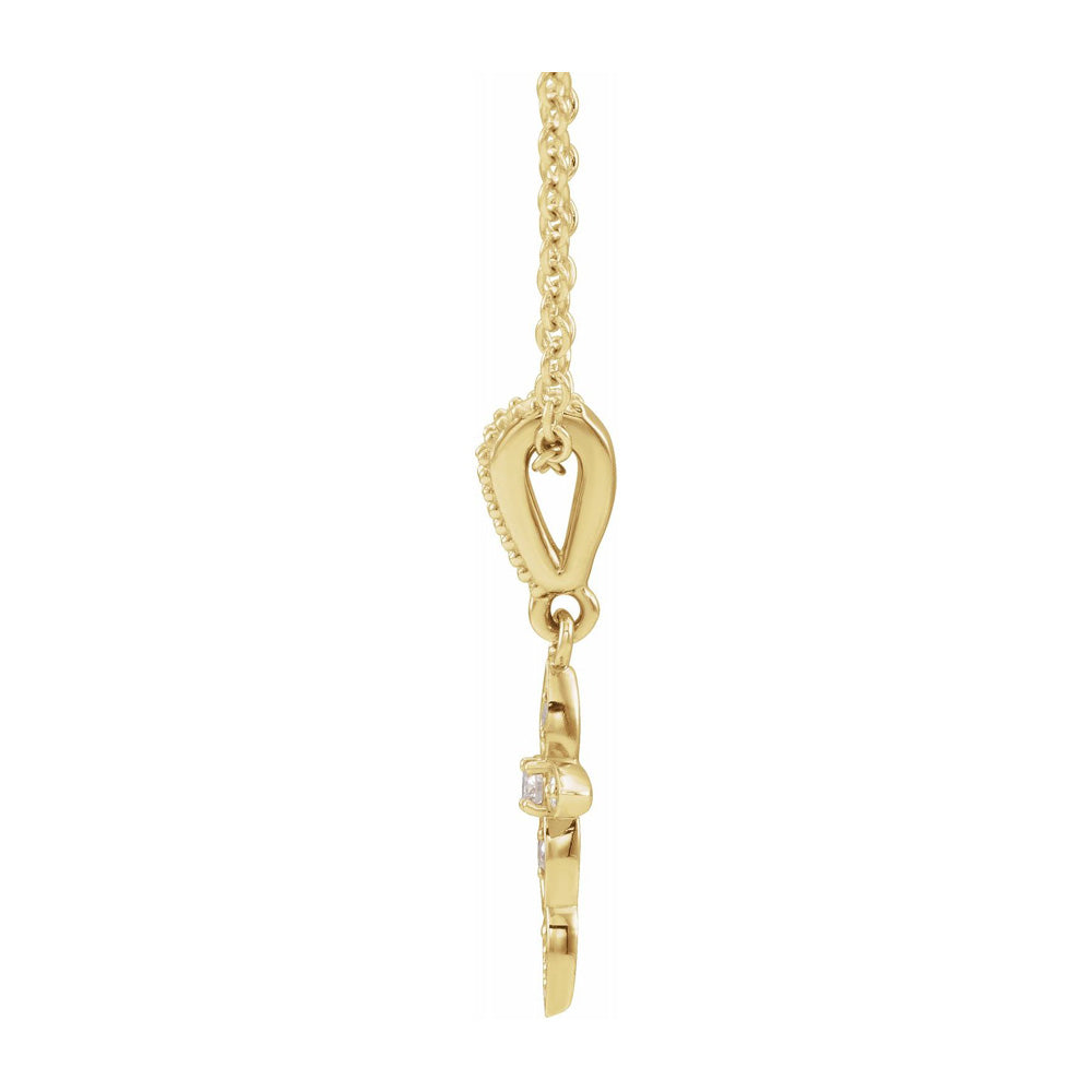 14K Yellow Gold Diamond Cross Necklace D9366