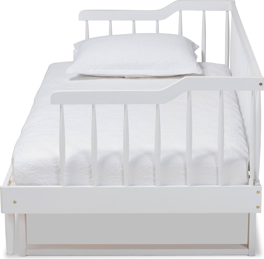 White Finished Wood Expandable Twin Size to King Size Spindle Daybed A85281