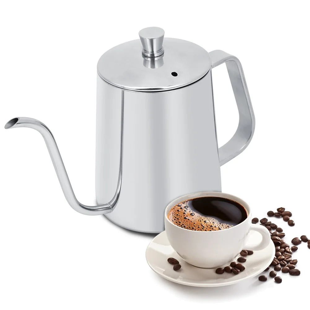 550ml Stainless Steel Gooseneck Coffee Pot Kettle with Lid V78285