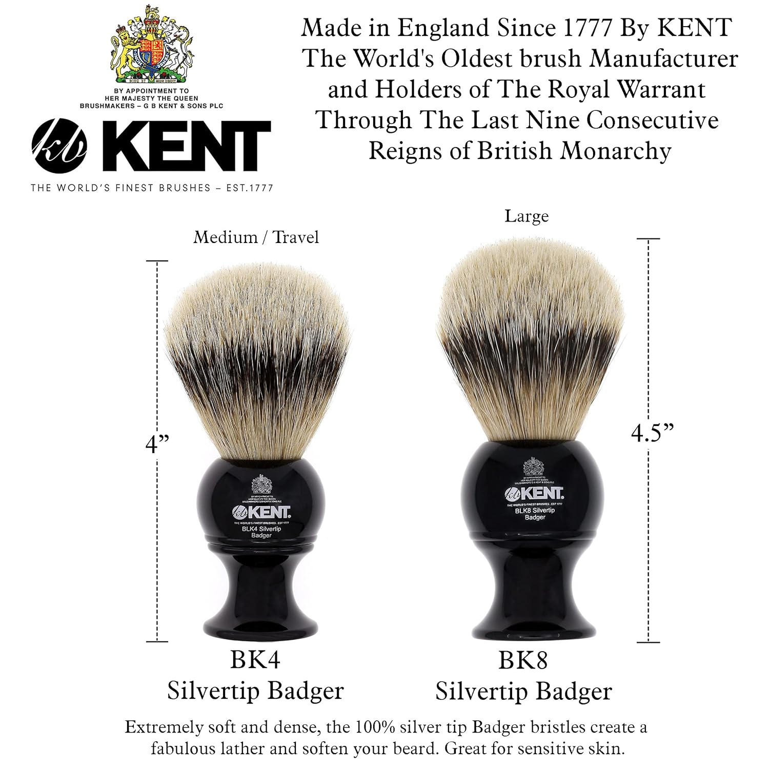 Shaving Brush with Silvertip Badger Bristles and Black Resin Handle F8944